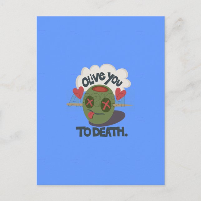 Whimsical "Olive My Heart" Funny Face Design Postkarte (Vorderseite)