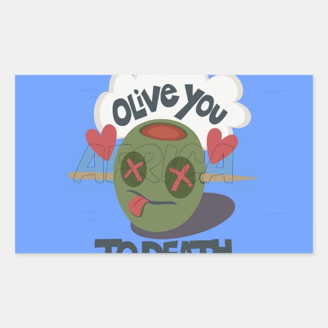 Whimsical "Olive My Heart" Funny Face Design Rechteckiger Aufkleber (Vorderseite)