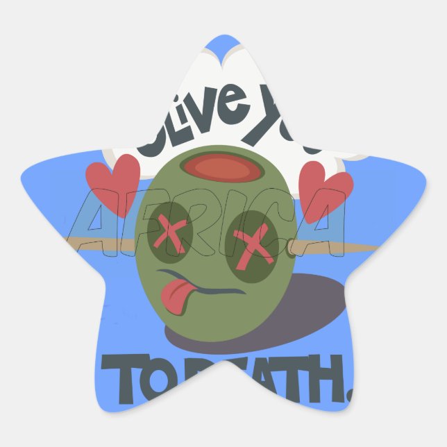 Whimsical "Olive My Heart" Funny Face Design Stern-Aufkleber (Vorderseite)