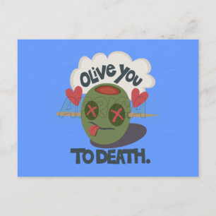 Whimsical "Olive My Heart" lustiges Gesicht Design Postkarte