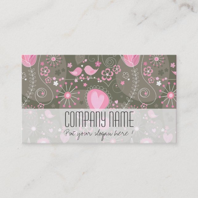 Whimsical Olive Pink Floral Eleganter Event Planne Visitenkarte (Vorderseite)
