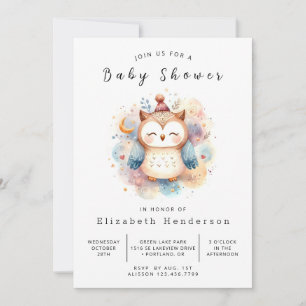 Whimsical Online Owl Baby Dusche Einladung