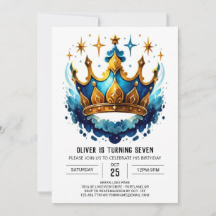 Whimsical Online Prince Crown Geburtstag Einladung