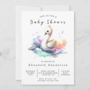 Whimsical Online Swan Baby Dusche Einladung