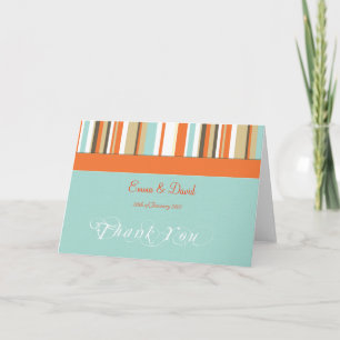 Whimsical Orange and Blue strichen Danke Karte
