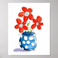 Whimsical Orange Blume in Blue Vase