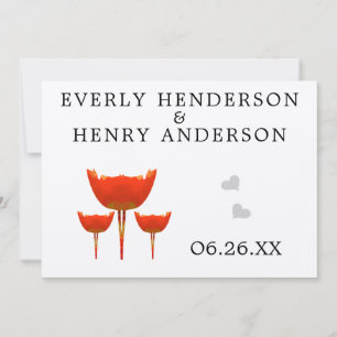 Whimsical Orange Mohn Hochzeit Termin merken Einladung