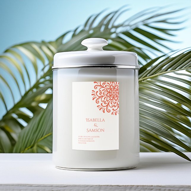 Whimsical Orange Red Blüh Candle Label Lebensmitteletikett (Von Creator hochgeladen)