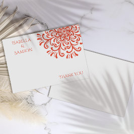 Whimsical Orange Red Blüh Danke Karte