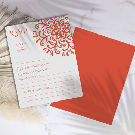 Whimsical Orange Red Blüh RSVP Card
