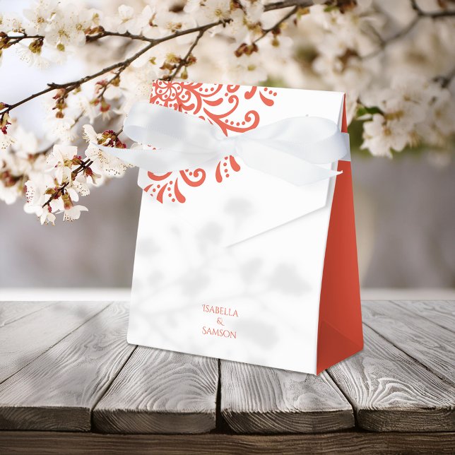 Whimsical Orange Red Blüh Wedding Geschenkschachtel (Von Creator hochgeladen)