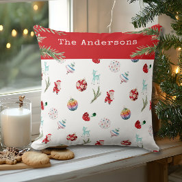 Whimsical Ornaments Familienname Foto Weihnachten Kissen