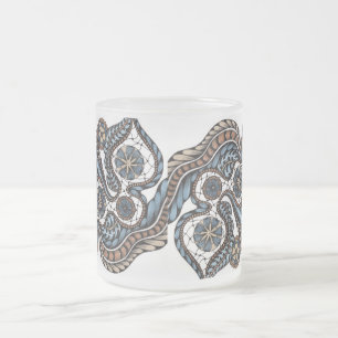 Whimsical Ornate Zentangle-Spitzenblumen Blau Terr Mattglastasse