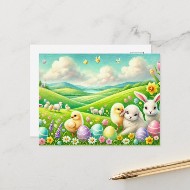 whimsical Ostern Postkarte! Postkarte (Vorderseite/Rückseite Beispiel)