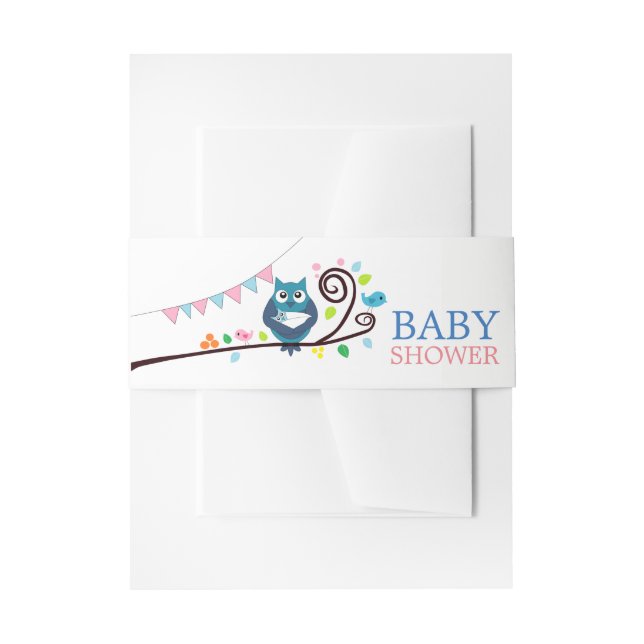 Whimsical Owl Baby Dusche Einladungsbanderole (Vorderseite Beispiel)
