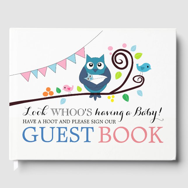 Whimsical Owl Baby Dusche Gästebuch (Vorderseite)