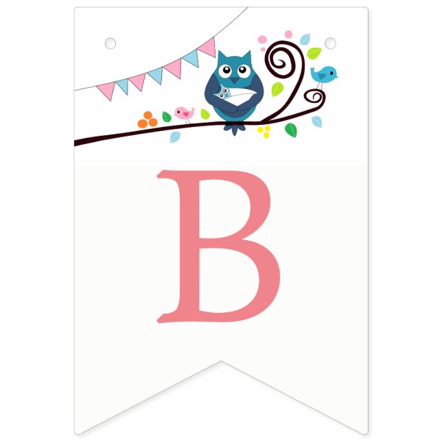 Whimsical Owl Baby Dusche Wimpelkette (Dritte Fahne)