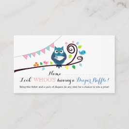 Whimsical Owl Baby Dusche Windelwanne Raffle Ticke Begleitkarte