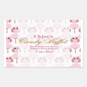 Whimsical Owl Birthday Candy Buffet Aufkleber