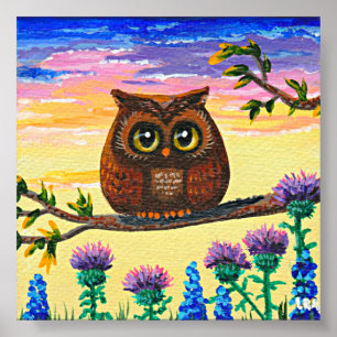 Whimsical Owl Kunst Art Wald Creationarts Poster