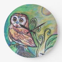 Whimsical Owl Wall Clock