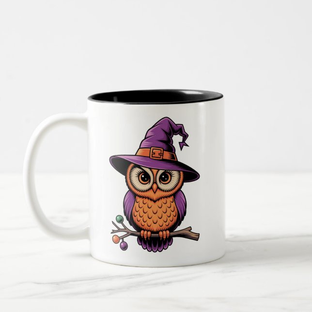 Whimsical Owl Witz Zweifarbige Tasse (Links)