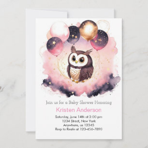 Whimsical Owl Woodland Adventure Girl Baby Dusche Einladung