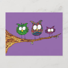 Whimsical Owls Postcard Postkarte