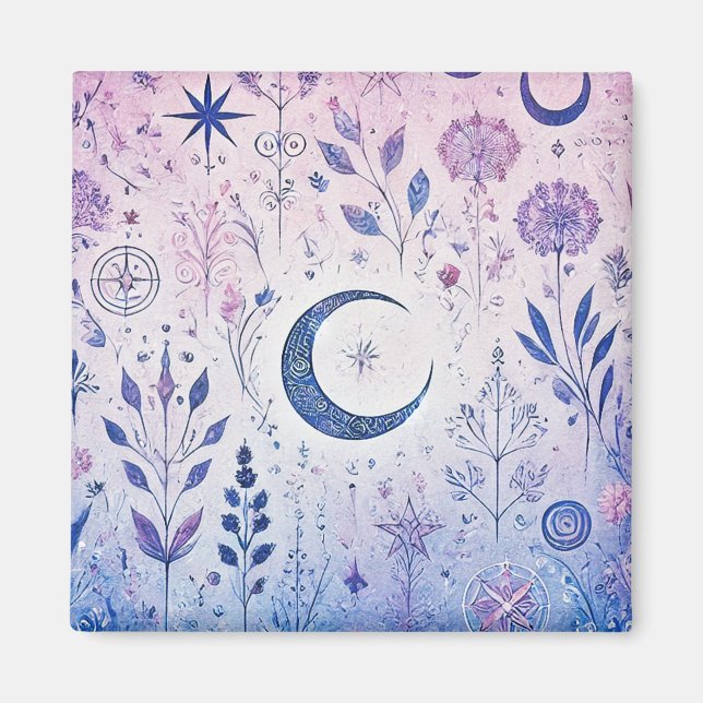 Whimsical Pagan Magnet - Celestial Pastel Design (Vorne)