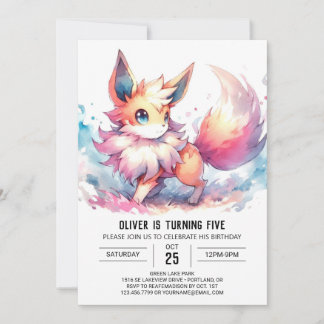 Whimsical Painted Fox Geburtstag Einladung