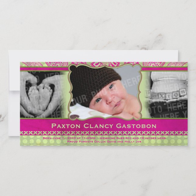 Whimsical Paisley urban & Hip Baby Faire-part (Devant)