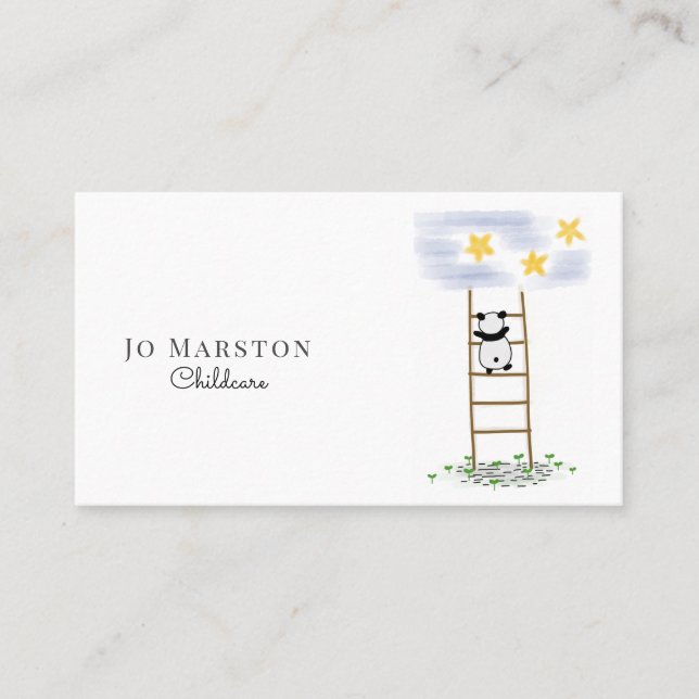 Whimsical Panda Bear Chilcare Business Card Visitenkarte (Vorderseite)