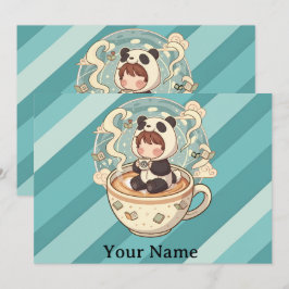  Whimsical Panda Coffee Greeting Card Feiertagskarte