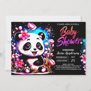 Whimsical Panda Enchantment Girl Baby Dusche Einladung