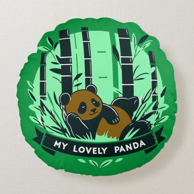 Whimsical Panda Geschenke: Adorable Designs & Artw Rundes Kissen (Vorderseite)