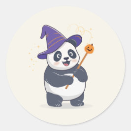 Whimsical Panda Wizard with Magic Hat Runder Aufkleber