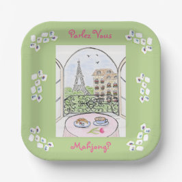 Whimsical Paris and Eiffel Tower Parley MAHJONG Pappteller
