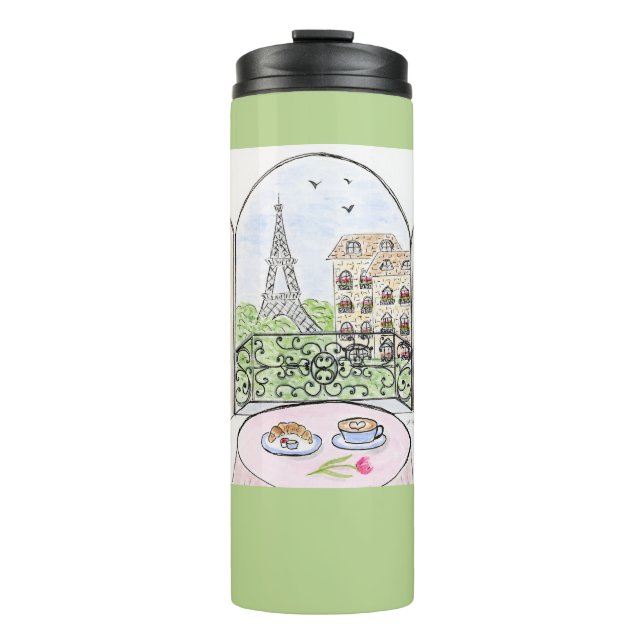 Whimsical Paris and Eiffel Tower Parley MAHJONG Thermosbecher (Vorderseite)