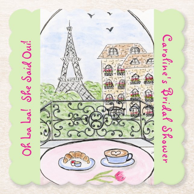 Whimsical Paris Eiffel Tower BRIDAL SHOWER  Untersetzer (Vorderseite)