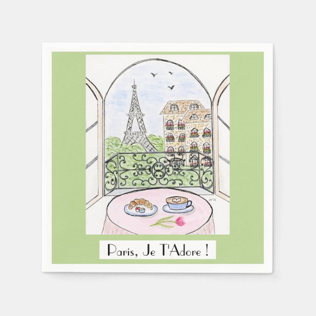 Whimsical Paris Eiffel Tower I Adore You! Serviette (Vorderseite)