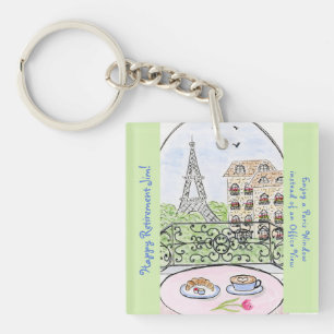 Whimsical Paris Eiffel Tower RETIREMENT Schlüsselanhänger