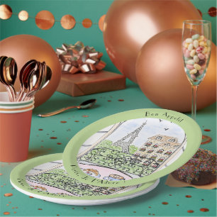 Whimsical Paris Eiffelturm Ich liebe Dich! Bon Pappteller