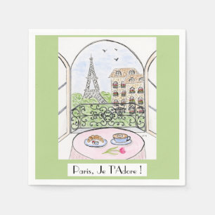 Whimsical Paris Eiffelturm Ich liebe Dich! Serviette