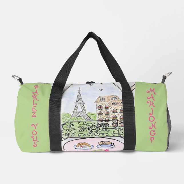 Whimsical Paris und Eiffelturm MAHJONG Duffle Bag (Vorderseite)