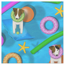 whimsical Parson Jack Russell Terrier Pool Party Stoff