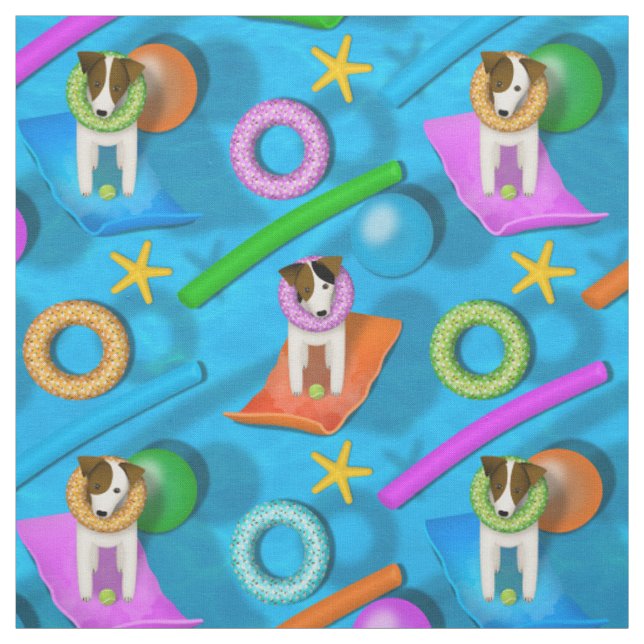 whimsical Parson Jack Russell Terrier Pool Party Stoff (Muster)