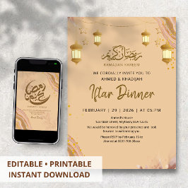 Whimsical Pastel Agate Ramadan Iftar Dinner Einladung