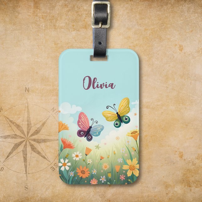 Whimsical Pastel Butterfly Garden Gepäckanhänger (Von Creator hochgeladen)