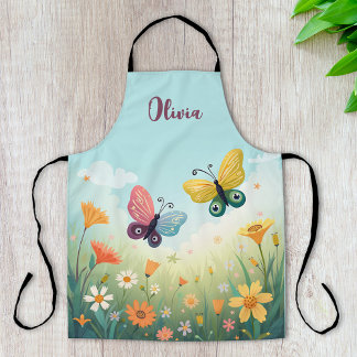 Whimsical Pastel Butterfly Garden Schürze