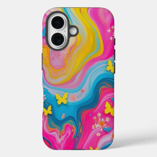 Whimsical Pastel Butterfly Marble Handy Case (Rückseite)